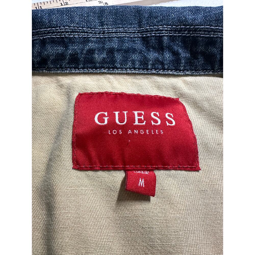 Guess Women's Sleeveless Denim Jacket with American Flag Yoke - Blue, Red, White - Picture 9 of 9